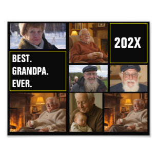Best Grandpa Ever Photo Collage and Custom Text Print