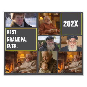 Best Grandpa Ever Photo Collage and Custom Text Print