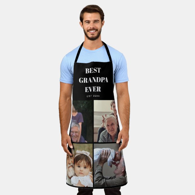 Best grandpa ever photo collage apron (Worn)