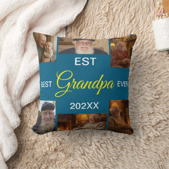 Best Grandpa Ever Photo Collage Cushion (Blanket)