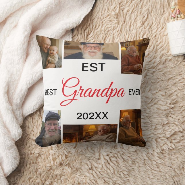 Best Grandpa Ever Photo Collage Cushion (Blanket)