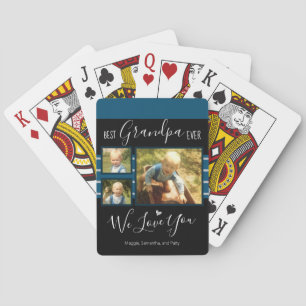 Best Grandpa Ever Photo Collage Custom Name Playing Cards