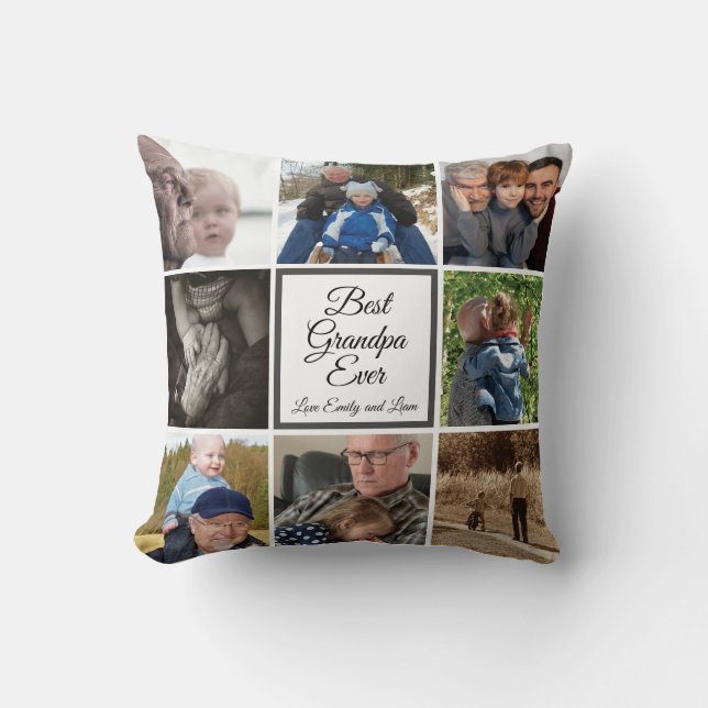 Best grandpa ever photo collage custom text   cushion (Front)