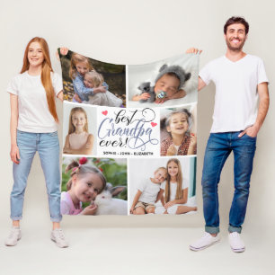 Best Grandpa Ever Photo Collage Fleece Blanket