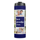 Best Grandpa Ever Photo Collage Navy Blue White