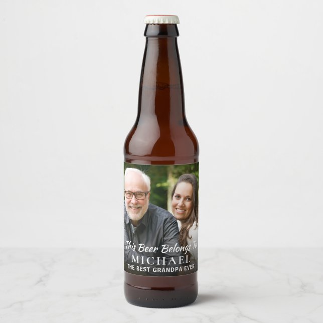 Best Grandpa Ever Photo Personalised Beer Bottle Label (Front)