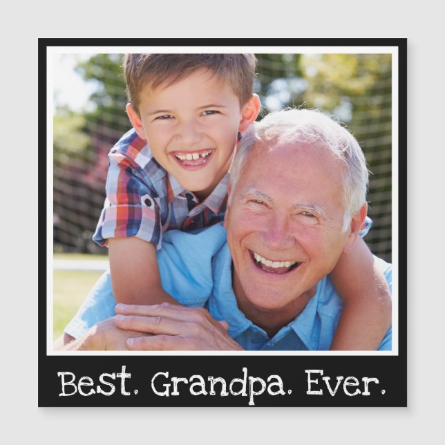 Best Grandpa Ever Photo Personalised Black Magnet  (Front)
