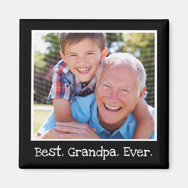 Best Grandpa Ever Photo Personalised Black  Magnet (Front)