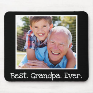 Best Grandpa Ever Photo Personalised Black Mouse Pad