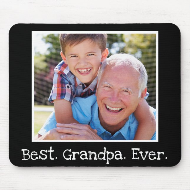 Best Grandpa Ever Photo Personalised Black Mouse Pad (Front)