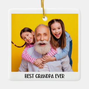 Best Grandpa Ever Photo Simple Grandfather Ceramic Ornament