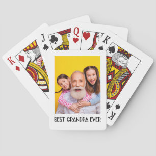 Best Grandpa Ever Photo Simple Minimal Grandad Playing Cards