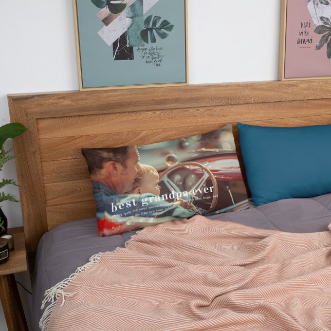 Best Grandpa Ever | Quote & Photo Gift Lumbar Cushion (Creator Uploaded)