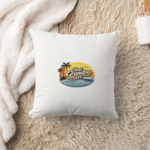 Best Grandpa Ever Retro Sunset Design Cushion