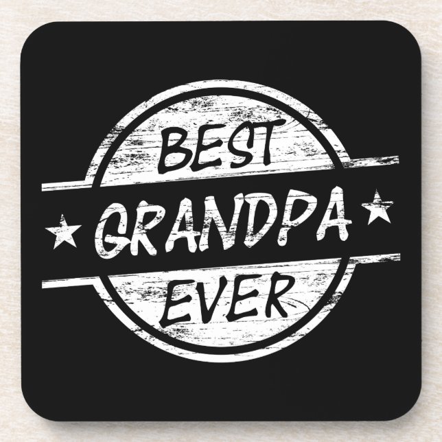 Best Grandpa Ever White Coaster (Front)