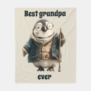Best Grandpa Ever Winter Penguin Fleece Blanket