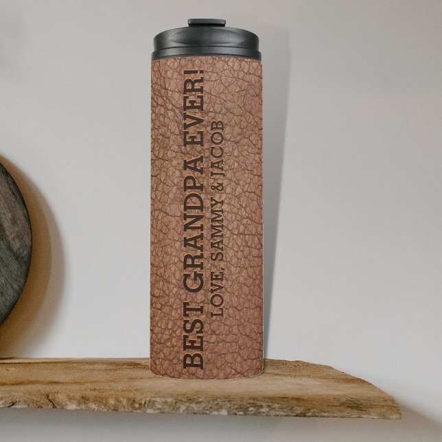 Best Grandpa Faux Embossed Leather Grain Texture Thermal Tumbler (Creator Uploaded)