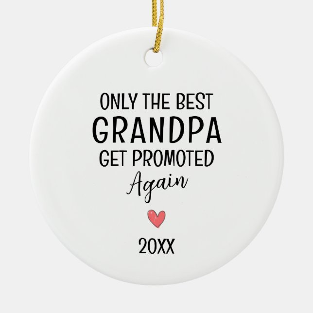 Best Grandpa Get Promoted Again – Custom Ceramic Tree Decoration (Front)