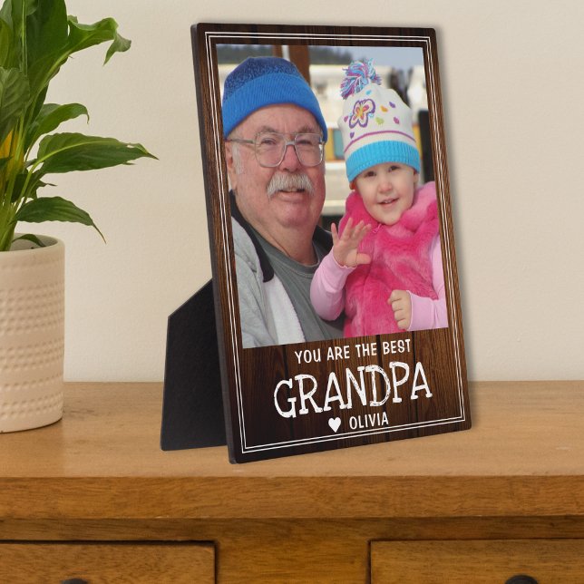 Best Grandpa Grandchild Photo Rustic Wood Plaque (Best Grandpa Grandchild Photo Rustic Wood Plaque
)
