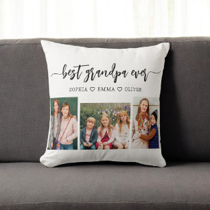 Best Grandpa Grandchildren Photo Collage Cushion