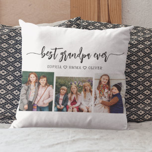 Best Grandpa Grandchildren Photo Collage Cushion