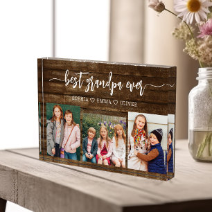 Best Grandpa Grandchildren Wood Photo Collage Block