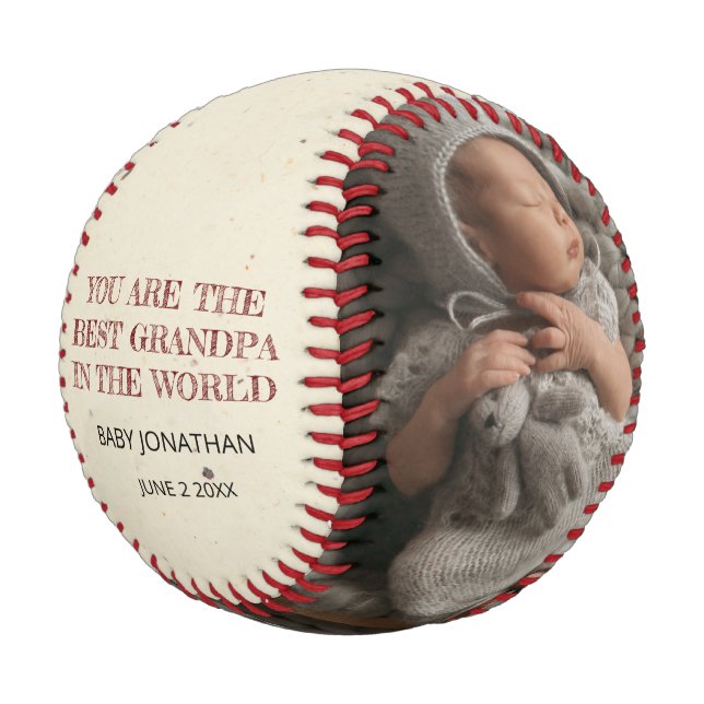 Best Grandpa in the World Personalised Fathers Day Baseball (Angled)