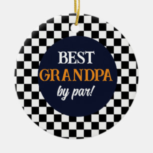 Best Grandpa Modern Check Ceramic Tree Decoration
