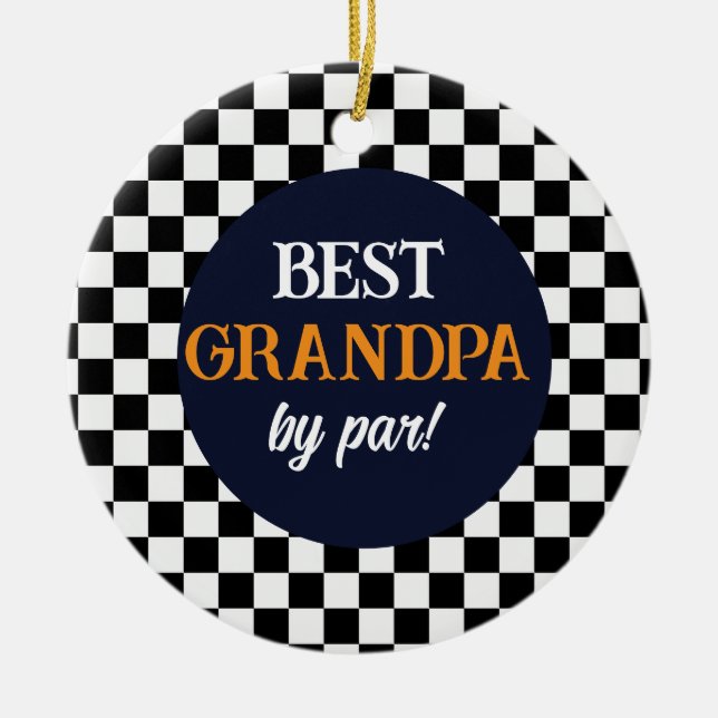 Best Grandpa Modern Check Ceramic Tree Decoration (Front)