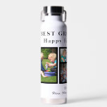 Best grandpa modern photo collage typography water bottle<br><div class="desc">Modern contemporary Happy Father's Day BEST GRANDPA EVER five family photo collage personalised keepsake simple white and black water bottle with a bold typography script template. Create your own with 5 custom family pictures and your text! You can change the colours of text and background. It can be a cute...</div>