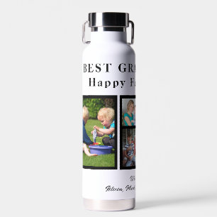 Best grandpa modern photo collage typography water bottle