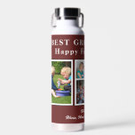 Best grandpa modern photo collage typography water bottle<br><div class="desc">Modern contemporary Happy Father's Day BEST GRANDPA EVER five family photo collage personalised keepsake simple burgundy and white water bottle with a bold typography script template. Create your own with 5 custom family pictures and your text! You can change the colours of text and background. It can be a cute...</div>