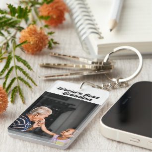 Best Grandpa photo black text Key Ring