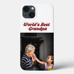 Best Grandpa photo burgundy text iPhone 13 Case