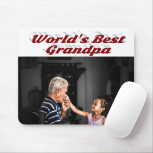 Best Grandpa photo burgundy text Mouse Pad