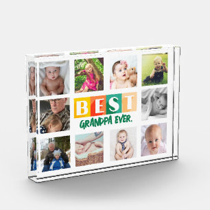 BEST GRANDPA Photo Collage Personalised Modern Block