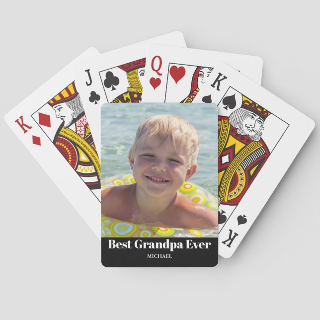 Best Grandpa Photo Name  Playing Cards (Back)