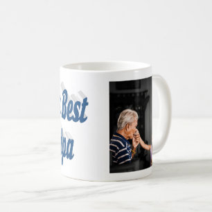 Best Grandpa photo sea blue text Coffee Mug