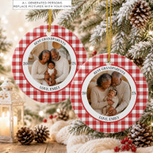 Best Grandparents 2 Photos Red Gingham