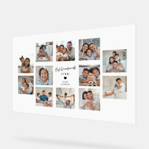 Best Grandparents Ever 12 Multi Photo Collage Grid Acrylic Sign
