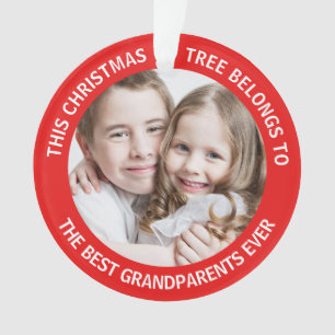 Best Grandparents Ever Christmas Tree Photo Red Ornament