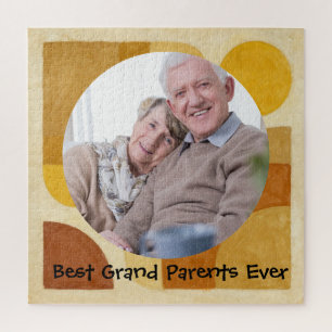 Best Grandparents Ever Retro Watercolor Photo Jigsaw Puzzle
