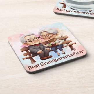 Best Grandparents Ever Sitting on the Bench Coaster