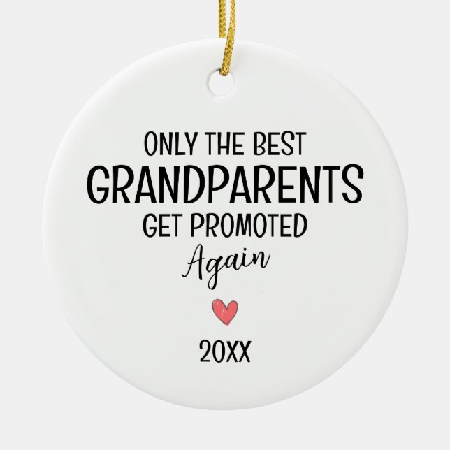 Best Grandparents Get Promoted Again – Custom Ceramic Tree Decoration (Front)