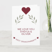 Best Grandparents Red Heart Watercolor Twigs