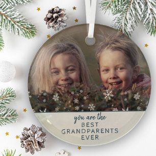 Best Grandparents Snowflakes Keepsake Photo Glass Tree Decoration