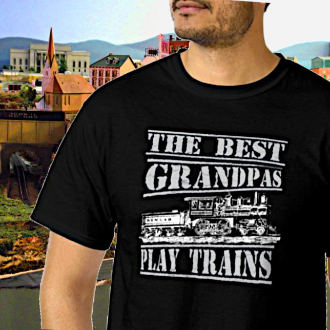 Best Grandpas Play Trains Steam Engine Grandfather T-Shirt (Creator Uploaded)