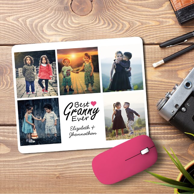 Best Granny Ever Cute Grandkids Photo Collage Gift Mouse Pad (Creator Uploaded)