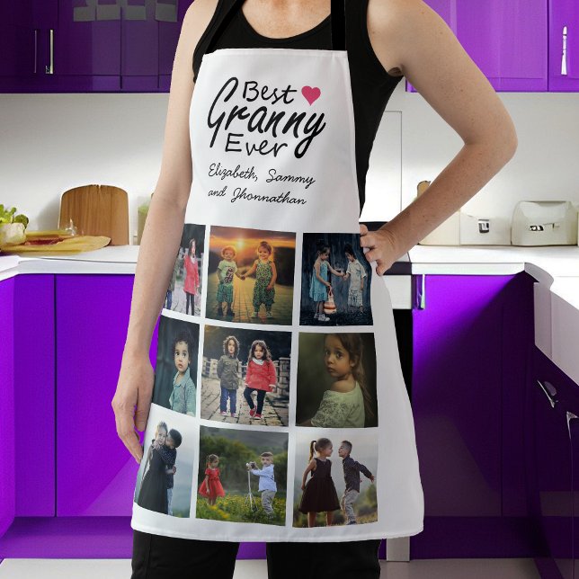 Best Granny Ever Grandmother & Kids Photo Collage Apron (Creator Uploaded)