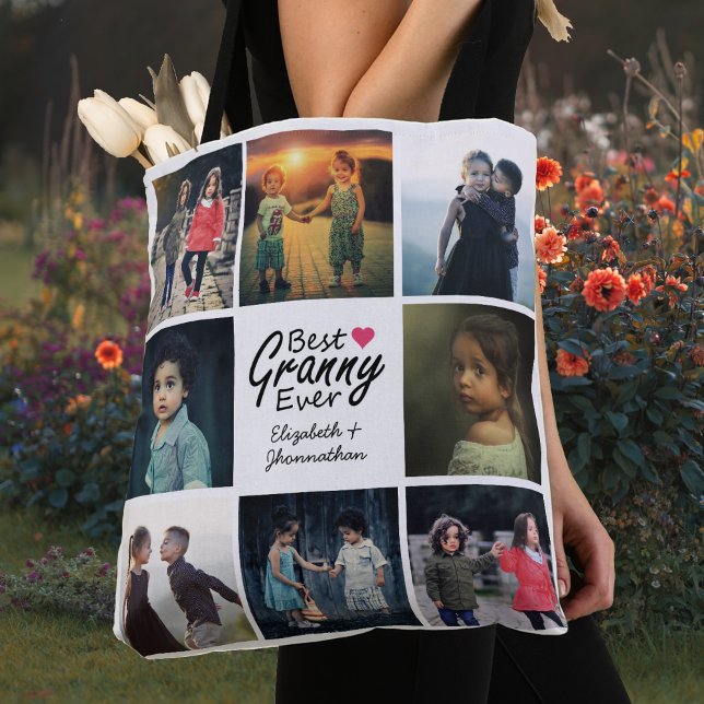 Best Granny Ever Photo Collage Heart Grandma Gift  Tote Bag (Creator Uploaded)